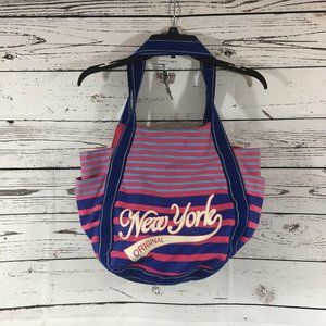 Beach Bag New York Print Zippered Center
